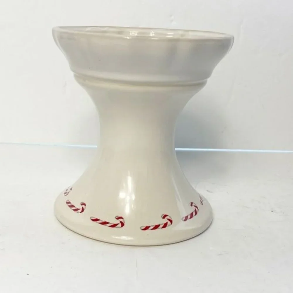 Casafina Nutcracker White Ceramic Candle Holder Candy Cane Design 12 TD122-WHI